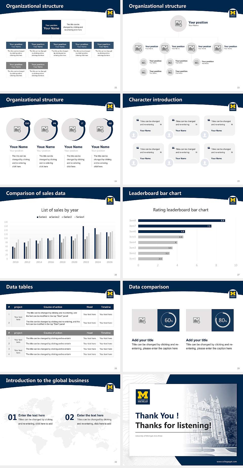 University of Michigan-Ann Arbor Academic Presentation/Research Findings Report PPT Template4:3 ratio PPT effect preview image4