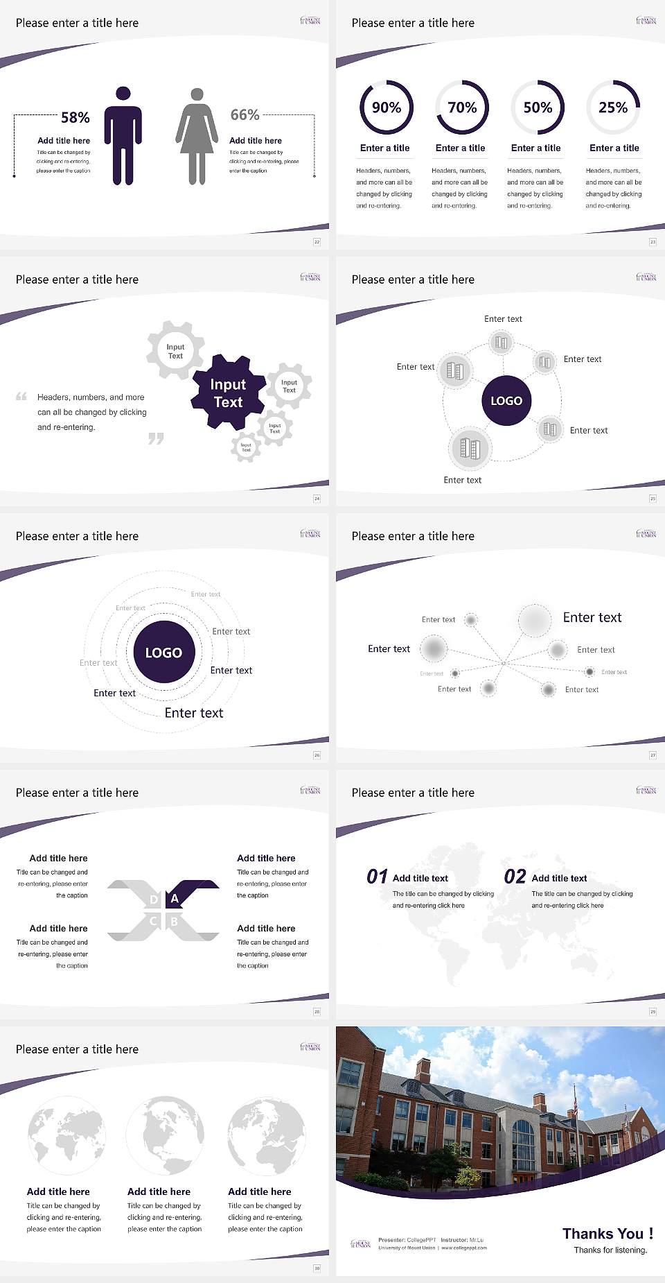 University of Mount Union Course/Courseware Creation PPT Template4:3 ratio PPT effect preview image4