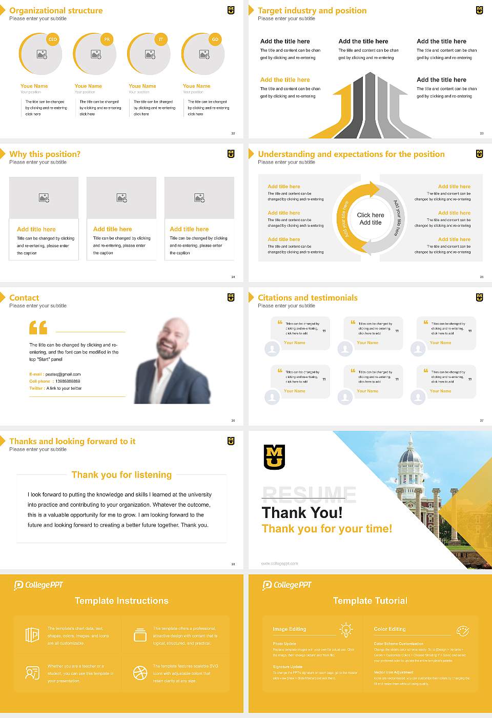 University of Missouri-Columbia Resume PPT Template16:9 ratio PPT effect preview image4