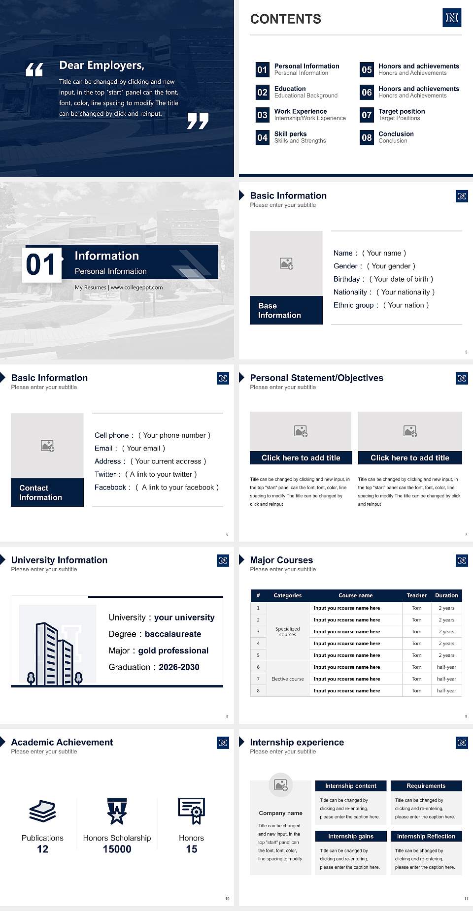 University of Nevada-Reno Resume PPT Template4:3 ratio PPT effect preview image2