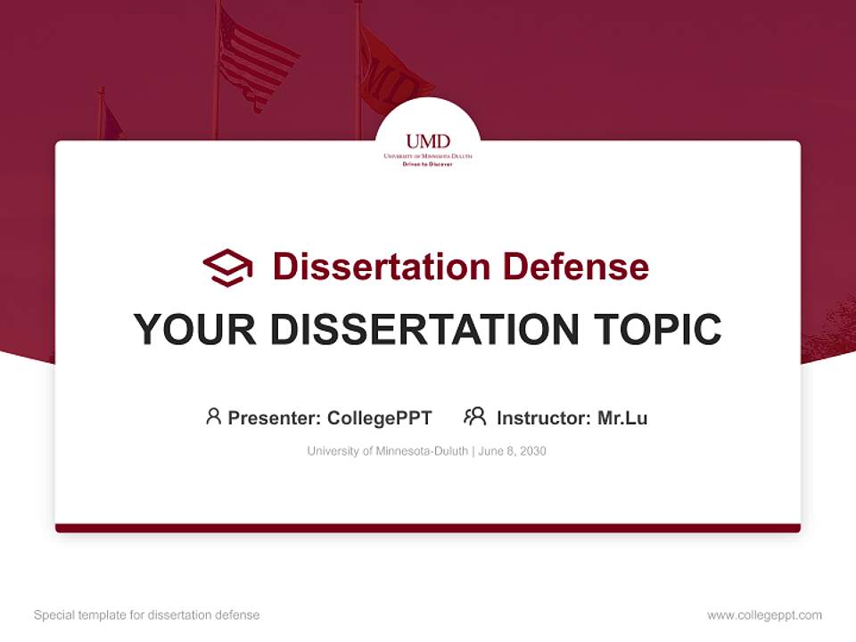 University of Minnesota-Duluth Graduation Thesis Defense PPT Template4:3 ratio PPT effect preview image7