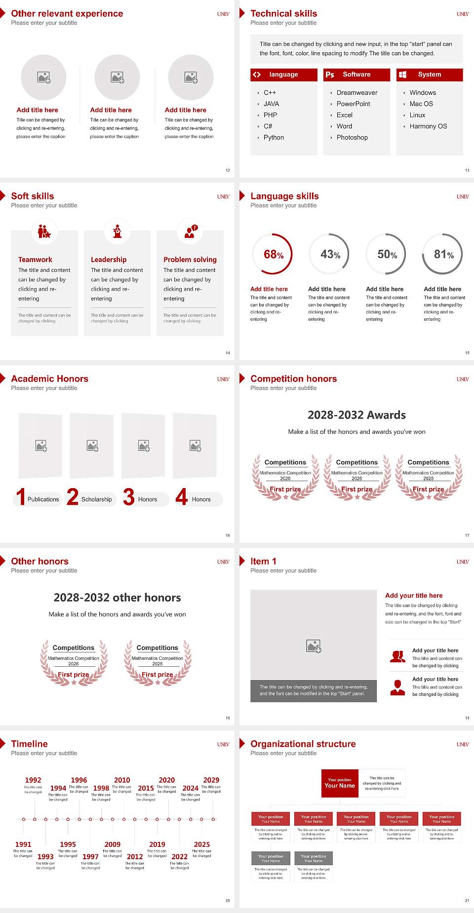 University of Nevada-Las Vegas Resume PPT Template4:3 ratio PPT effect preview image3