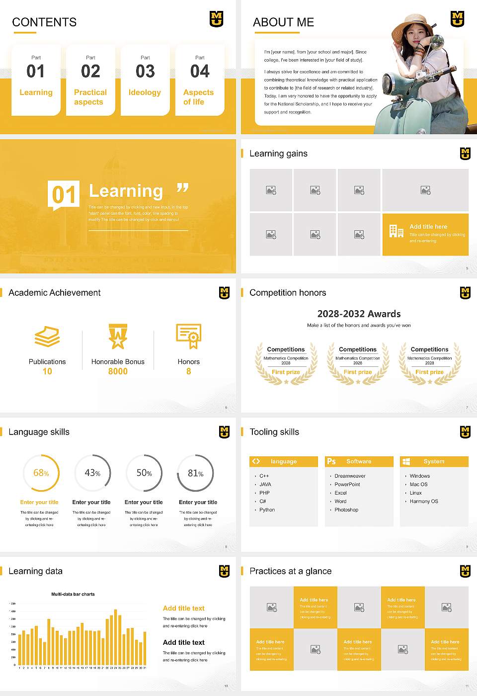 University of Missouri-Columbia National Scholarship Defense PPT Template16:9 ratio PPT effect preview image2