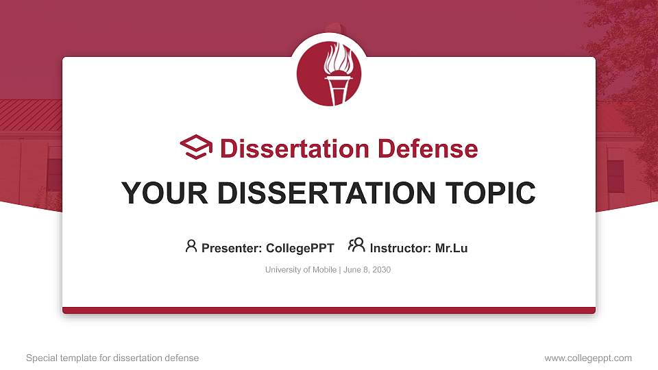 University of Mobile Graduation Thesis Defense PPT Template16:9 ratio PPT effect preview image