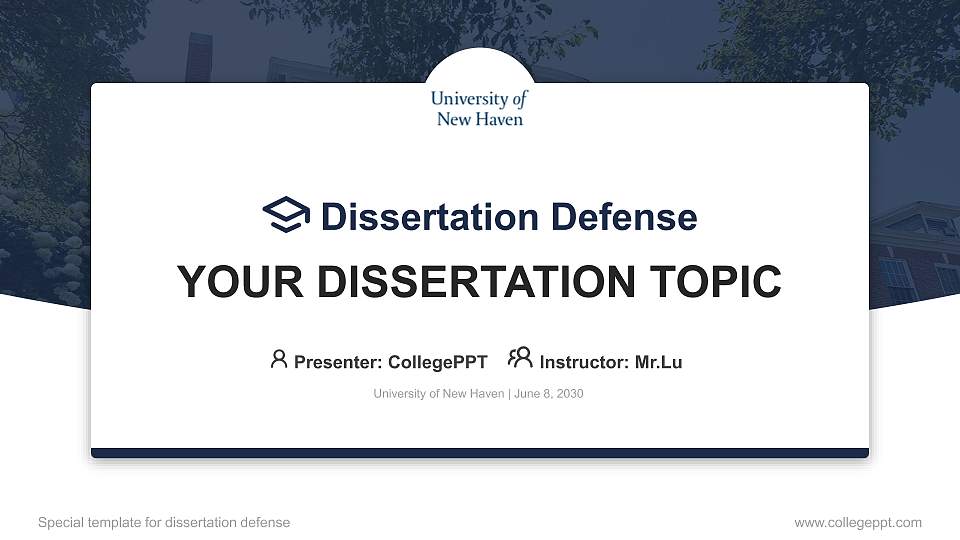 University of New Haven Graduation Thesis Defense PPT Template16:9 ratio PPT effect preview image