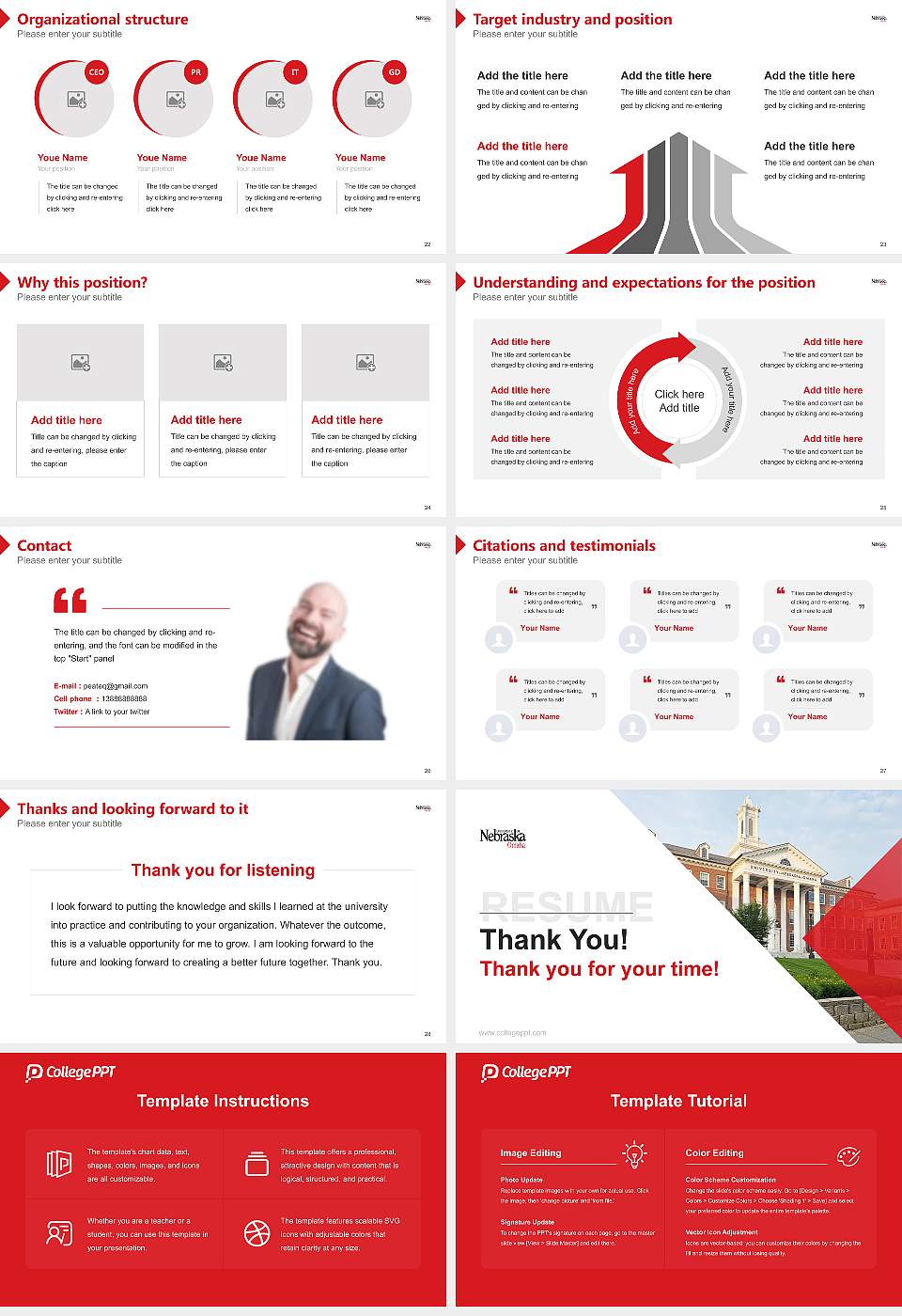 University of Nebraska at Omaha Resume PPT Template16:9 ratio PPT effect preview image4