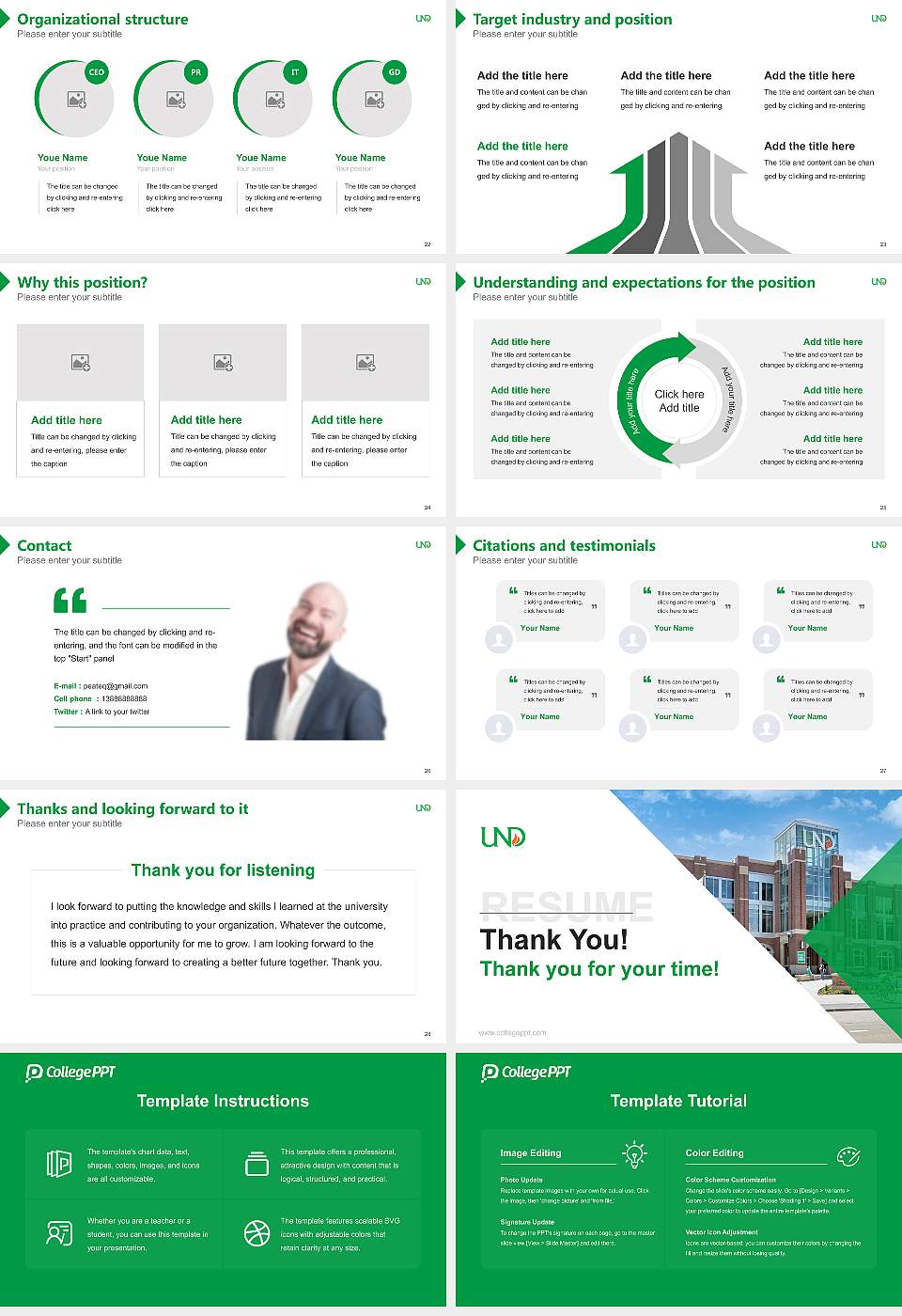 University of North Dakota Resume PPT Template16:9 ratio PPT effect preview image4