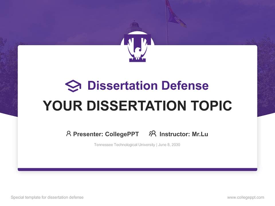 Tennessee Technological University Graduation Thesis Defense PPT Template4:3 ratio PPT effect preview image7