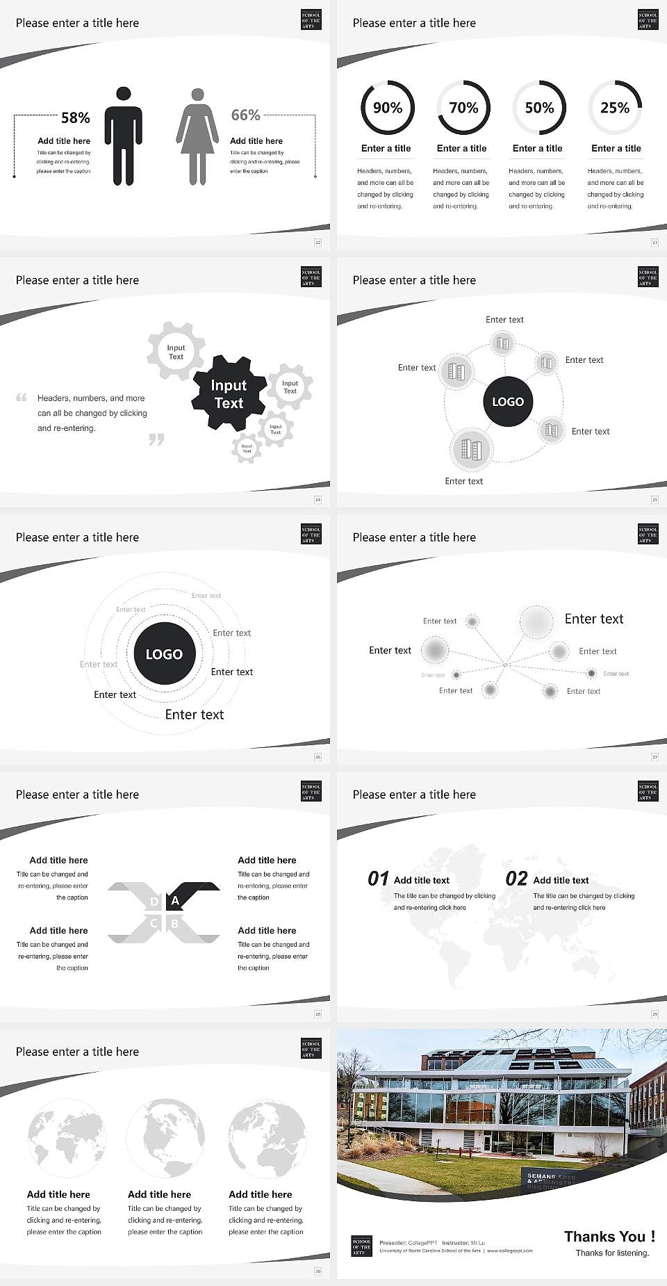 University of North Carolina School of the Arts Course/Courseware Creation PPT Template4:3 ratio PPT effect preview image4