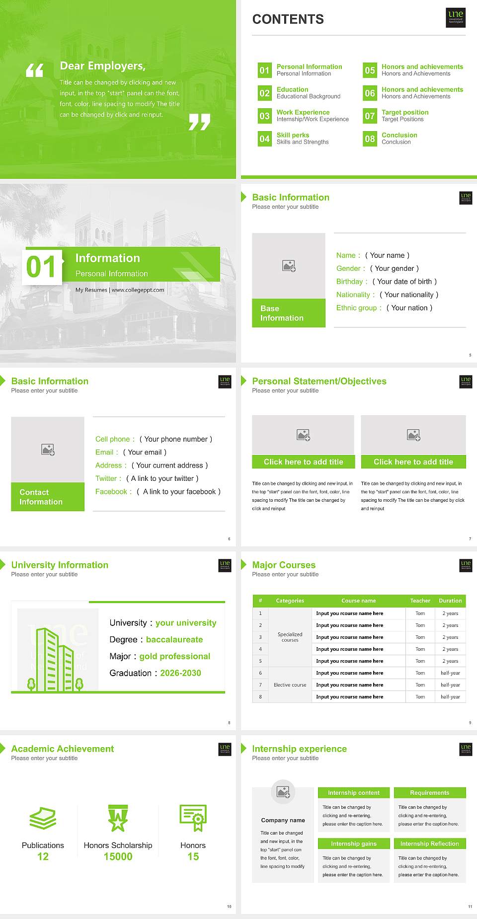 University of New England Resume PPT Template4:3 ratio PPT effect preview image2
