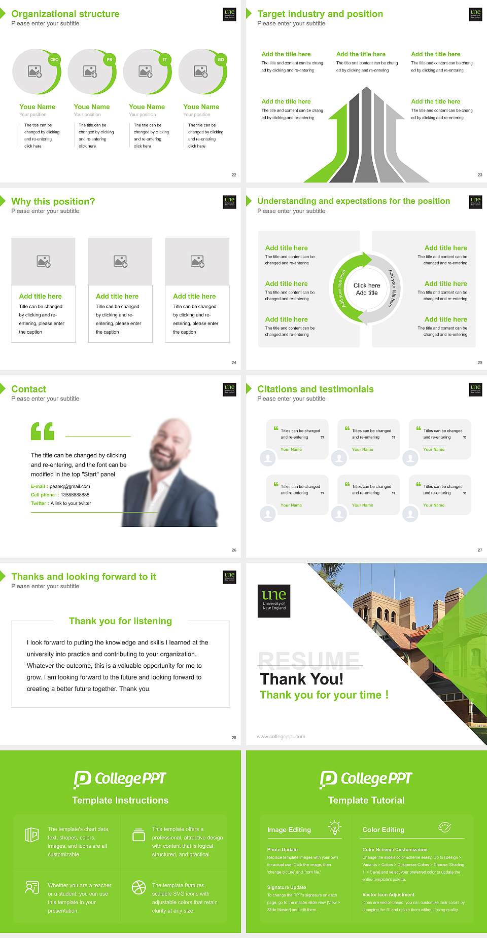 University of New England Resume PPT Template4:3 ratio PPT effect preview image4