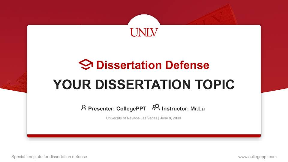 University of Nevada-Las Vegas Graduation Thesis Defense PPT Template16:9 ratio PPT effect preview image