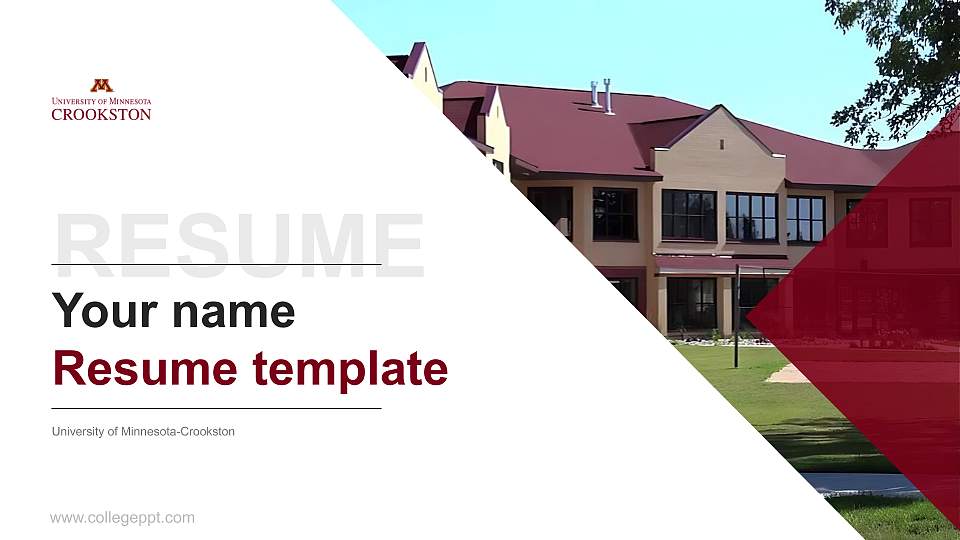 University of Minnesota-Crookston Resume PPT Template16:9 ratio PPT effect preview image