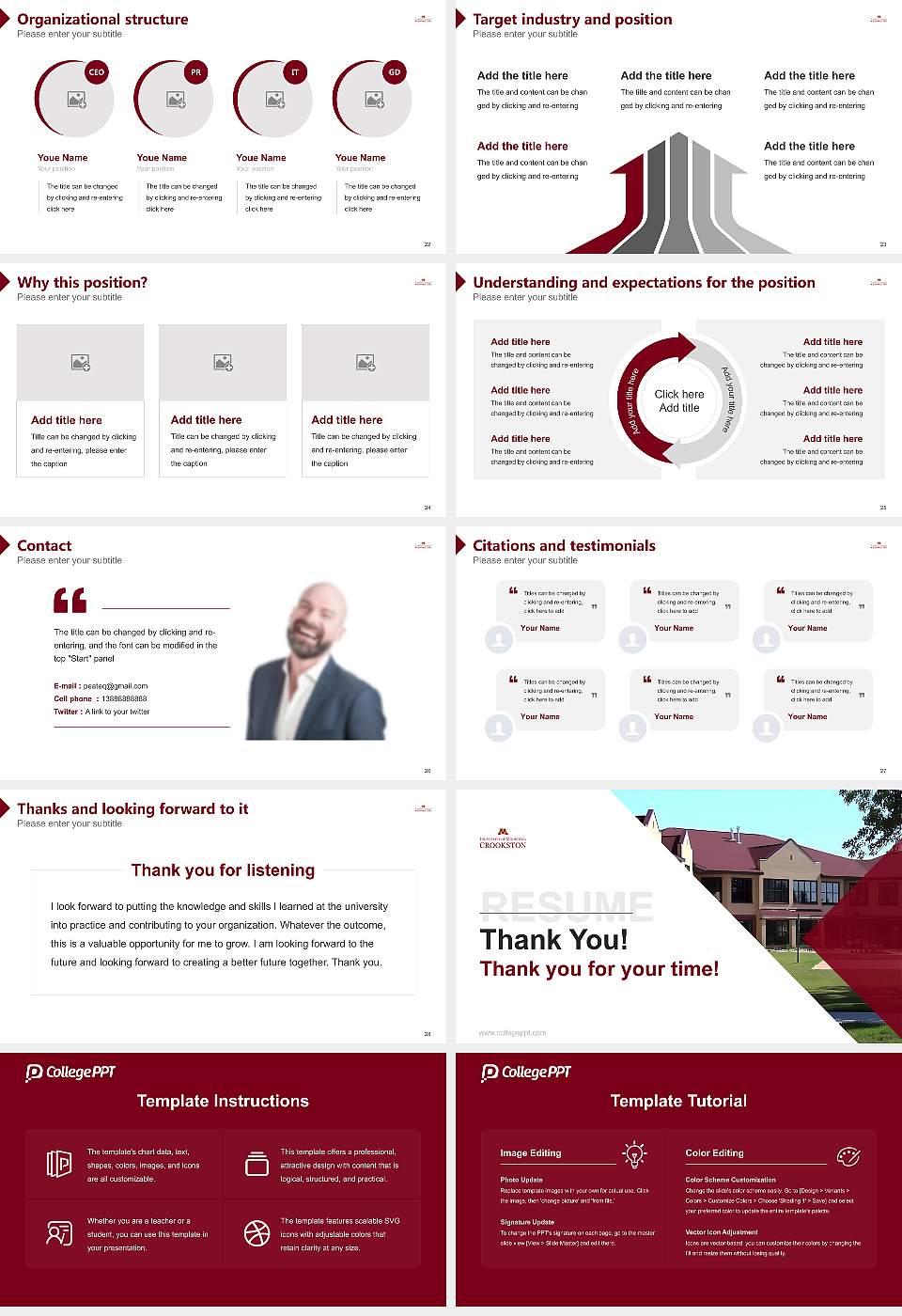 University of Minnesota-Crookston Resume PPT Template16:9 ratio PPT effect preview image4
