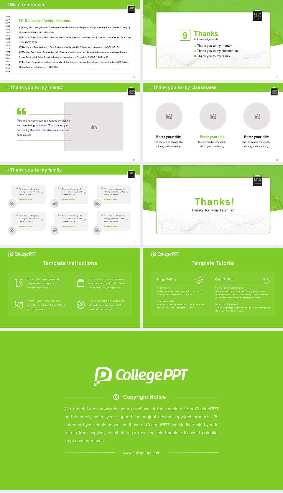 University of New England Graduation Thesis Defense PPT Template16:9 ratio PPT effect preview image7