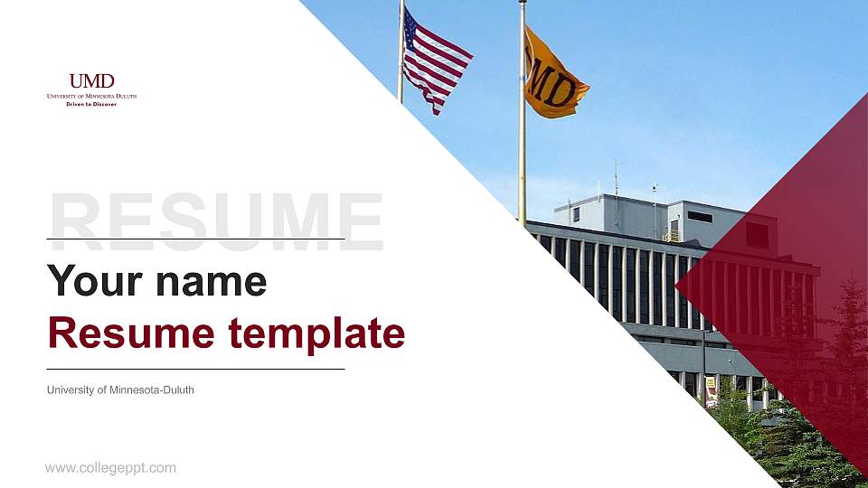 University of Minnesota-Duluth Resume PPT Template16:9 ratio PPT effect preview image