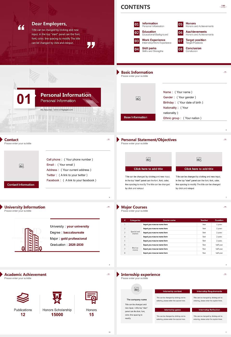 University of Minnesota-Duluth Resume PPT Template16:9 ratio PPT effect preview image2