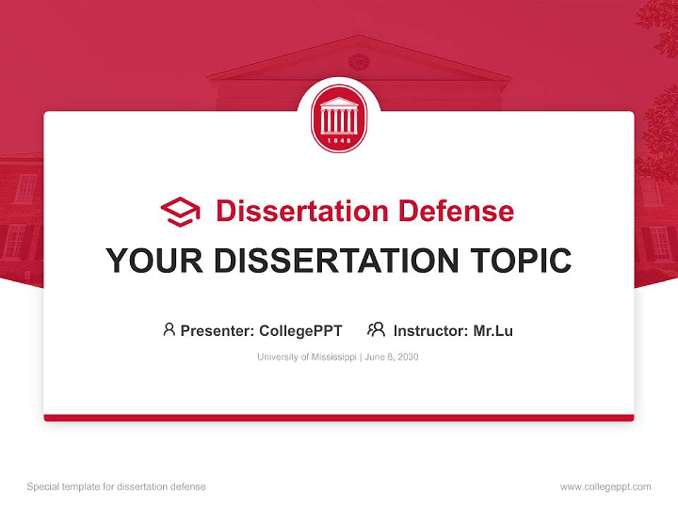 University of Mississippi Graduation Thesis Defense PPT Template4:3 ratio PPT effect preview image7