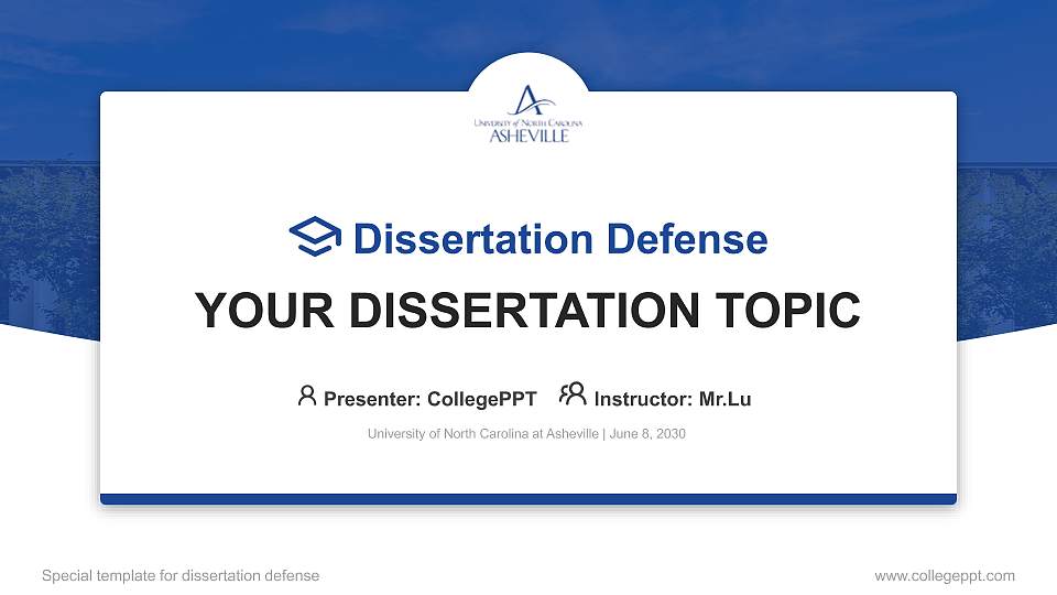 University of North Carolina at Asheville Graduation Thesis Defense PPT Template16:9 ratio PPT effect preview image
