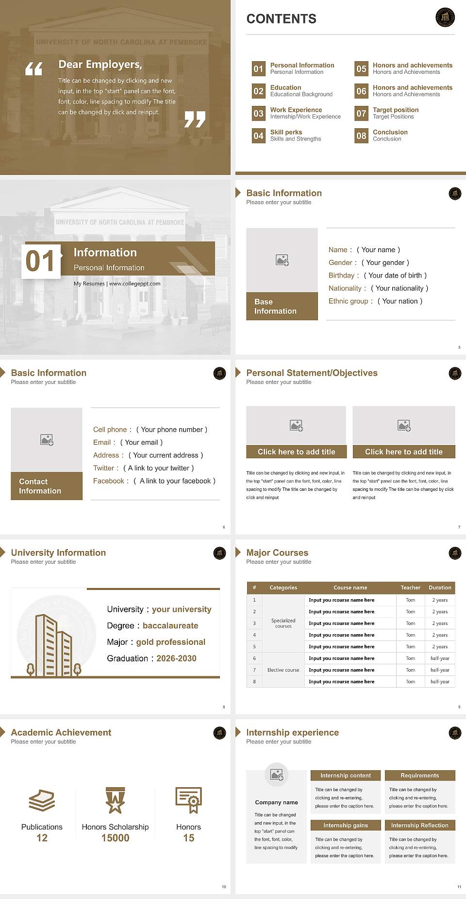 University of North Carolina at Pembroke Resume PPT Template4:3 ratio PPT effect preview image2