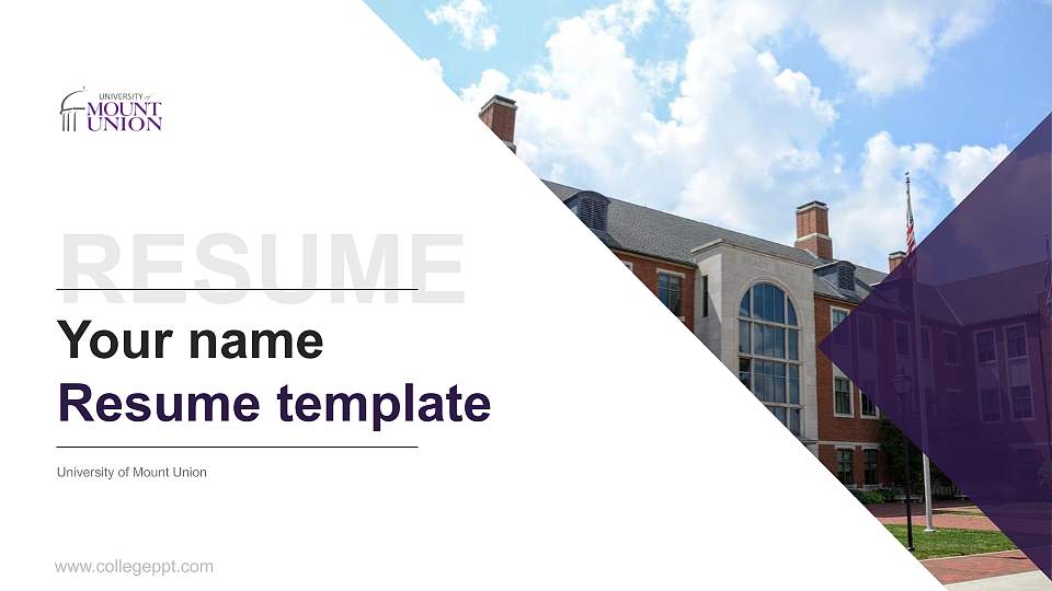 University of Mount Union Resume PPT Template16:9 ratio PPT effect preview image