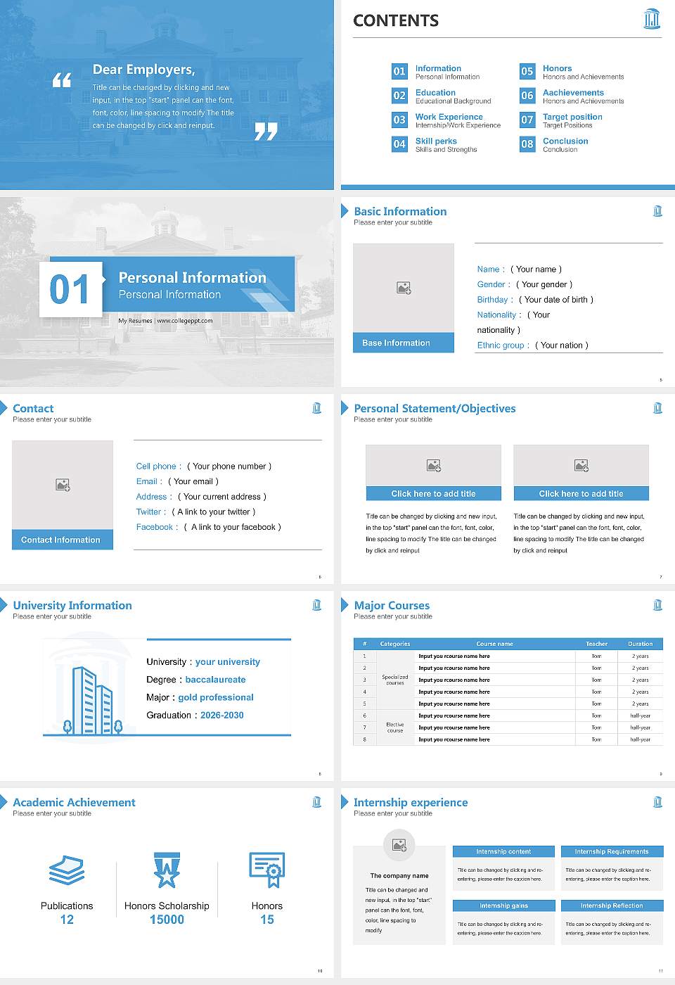 University of North Carolina at Chapel Hill Resume PPT Template16:9 ratio PPT effect preview image2