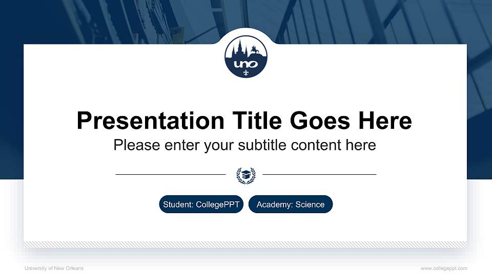 University of New Orleans National Scholarship Defense PPT Template16:9 ratio PPT effect preview image