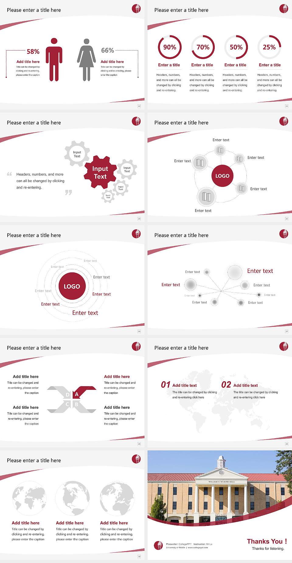 University of Mobile Course/Courseware Creation PPT Template4:3 ratio PPT effect preview image4