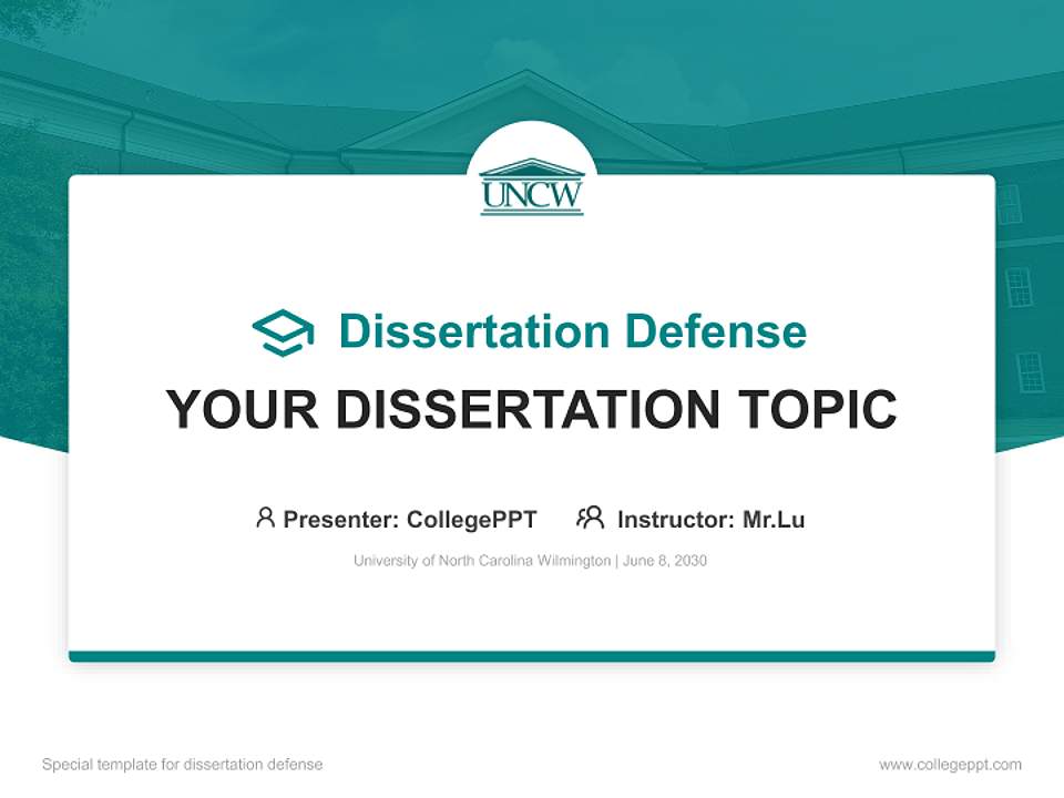 University of North Carolina Wilmington Graduation Thesis Defense PPT Template4:3 ratio PPT effect preview image7