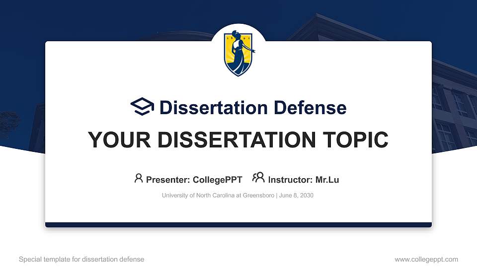University of North Carolina at Greensboro Graduation Thesis Defense PPT Template16:9 ratio PPT effect preview image
