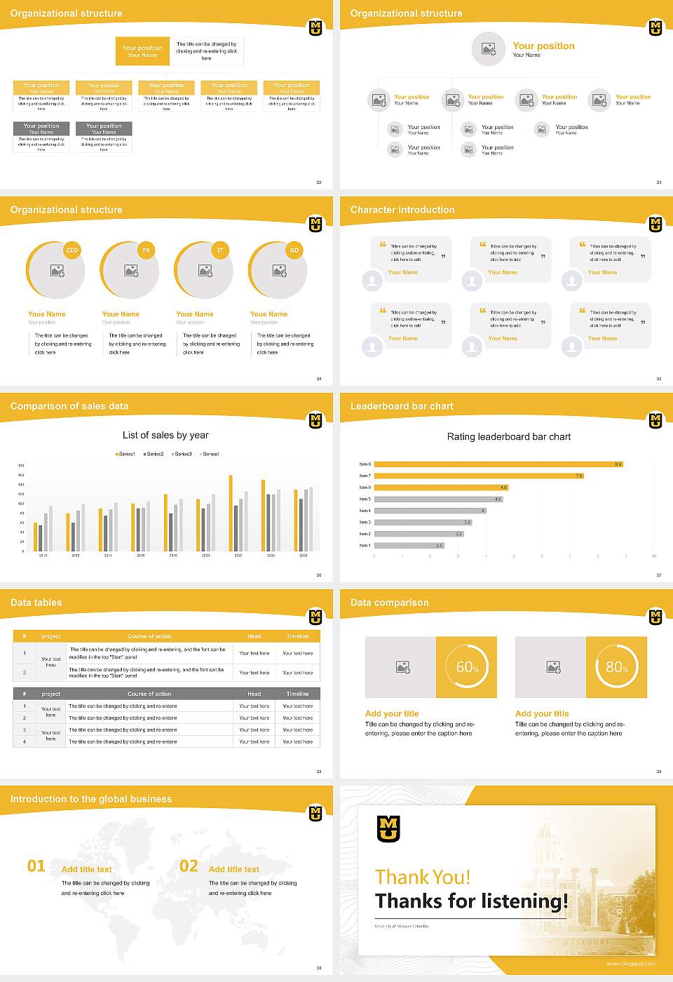 University of Missouri-Columbia Academic Presentation/Research Findings Report PPT Template16:9 ratio PPT effect preview image4