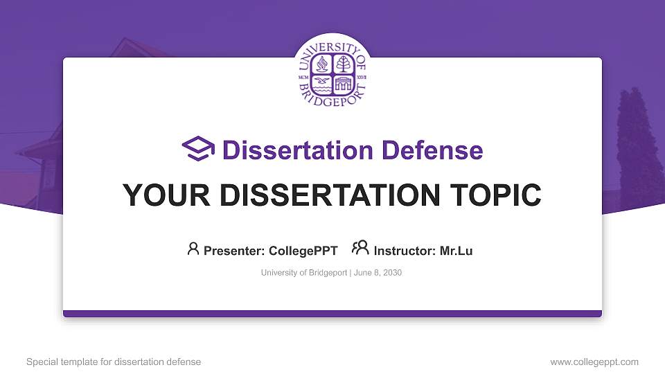University of Bridgeport Graduation Thesis Defense PPT Template16:9 ratio PPT effect preview image