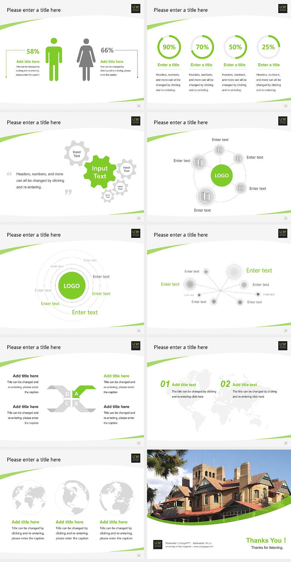 University of New England Course/Courseware Creation PPT Template4:3 ratio PPT effect preview image4