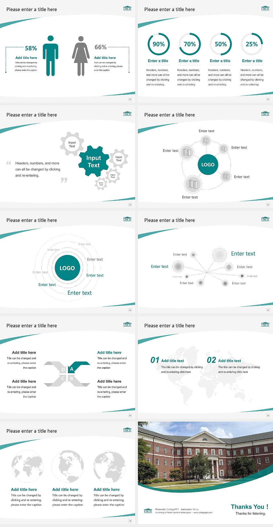 University of North Carolina Wilmington Course/Courseware Creation PPT Template4:3 ratio PPT effect preview image4