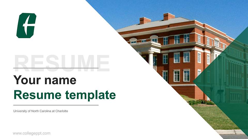 University of North Carolina at Charlotte Resume PPT Template16:9 ratio PPT effect preview image