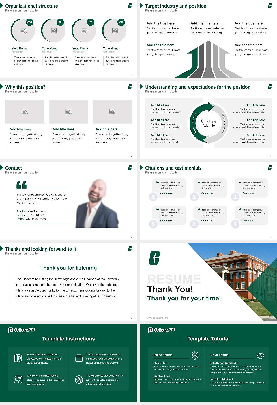 University of North Carolina at Charlotte Resume PPT Template16:9 ratio PPT effect preview image4