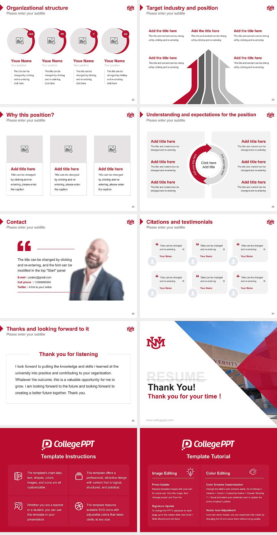 University of New Mexico-Main Campus Resume PPT Template4:3 ratio PPT effect preview image4