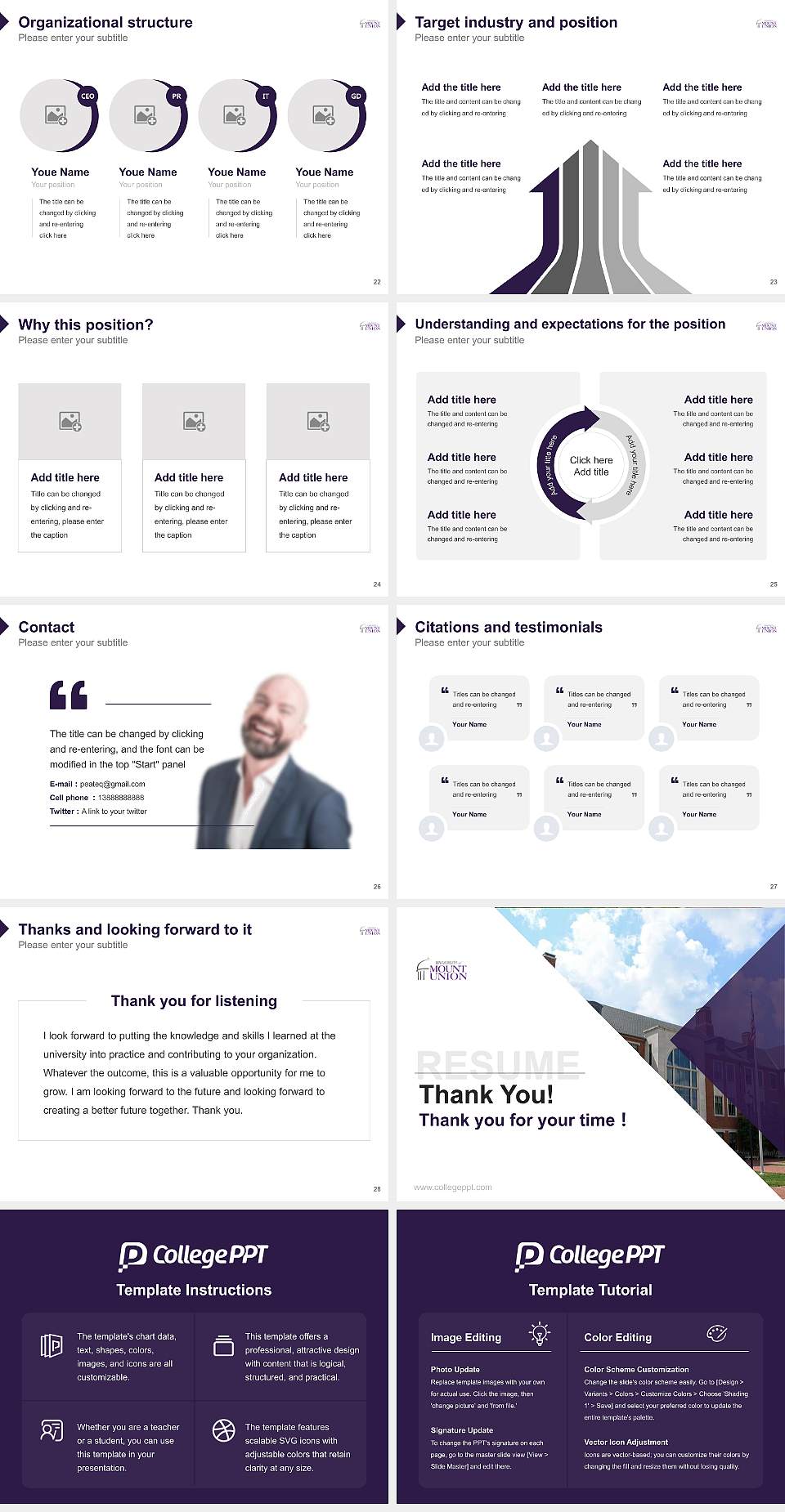 University of Mount Union Resume PPT Template4:3 ratio PPT effect preview image4