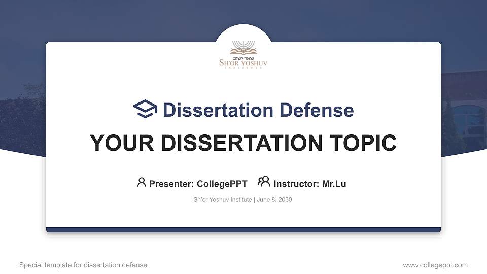 Sh’or Yoshuv Institute Graduation Thesis Defense PPT Template16:9 ratio PPT effect preview image