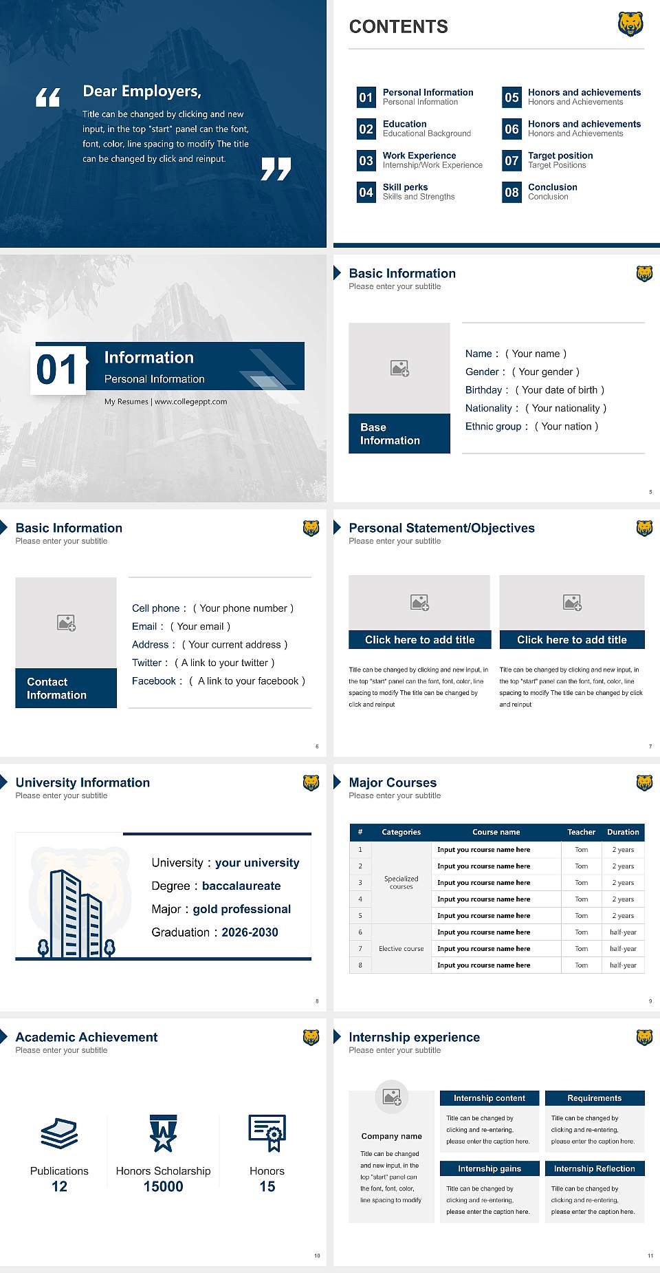 University of Northern Colorado Resume PPT Template4:3 ratio PPT effect preview image2