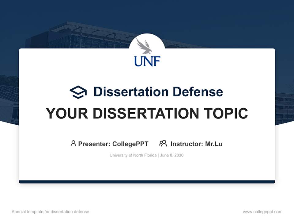 University of North Florida Graduation Thesis Defense PPT Template4:3 ratio PPT effect preview image7