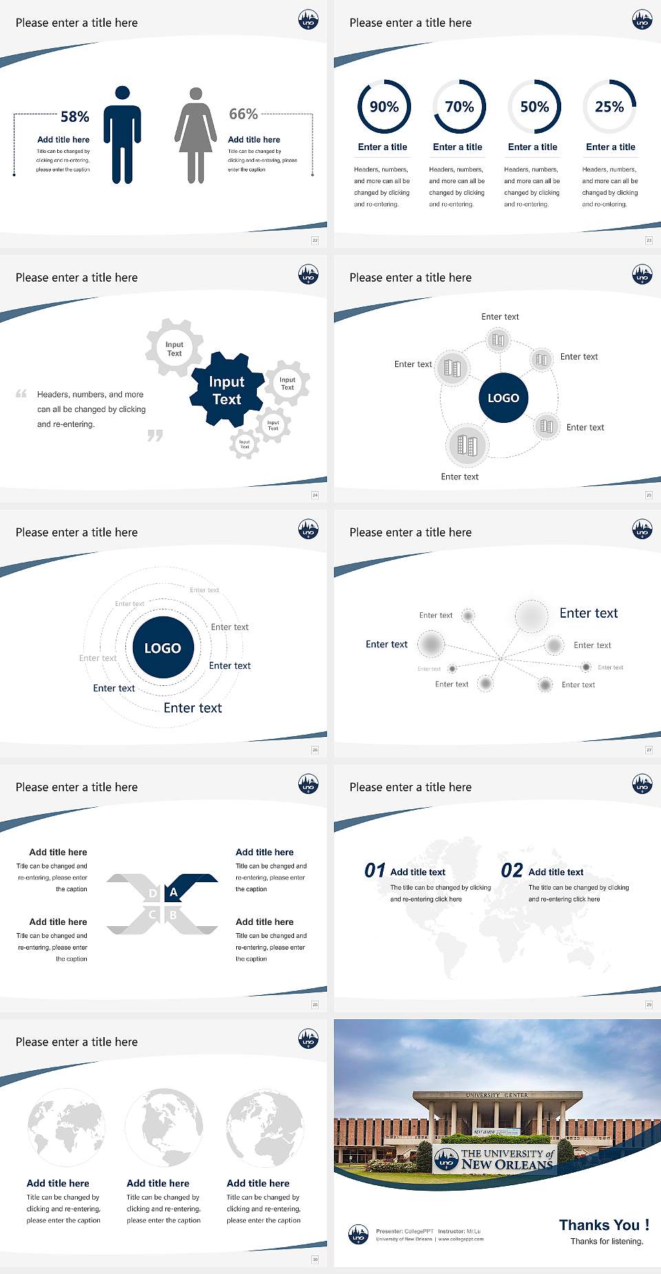 University of New Orleans Course/Courseware Creation PPT Template4:3 ratio PPT effect preview image4