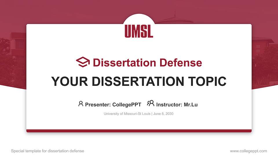 University of Missouri-St Louis Graduation Thesis Defense PPT Template16:9 ratio PPT effect preview image