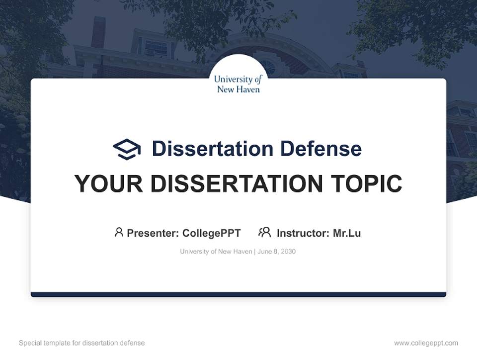 University of New Haven Graduation Thesis Defense PPT Template4:3 ratio PPT effect preview image7