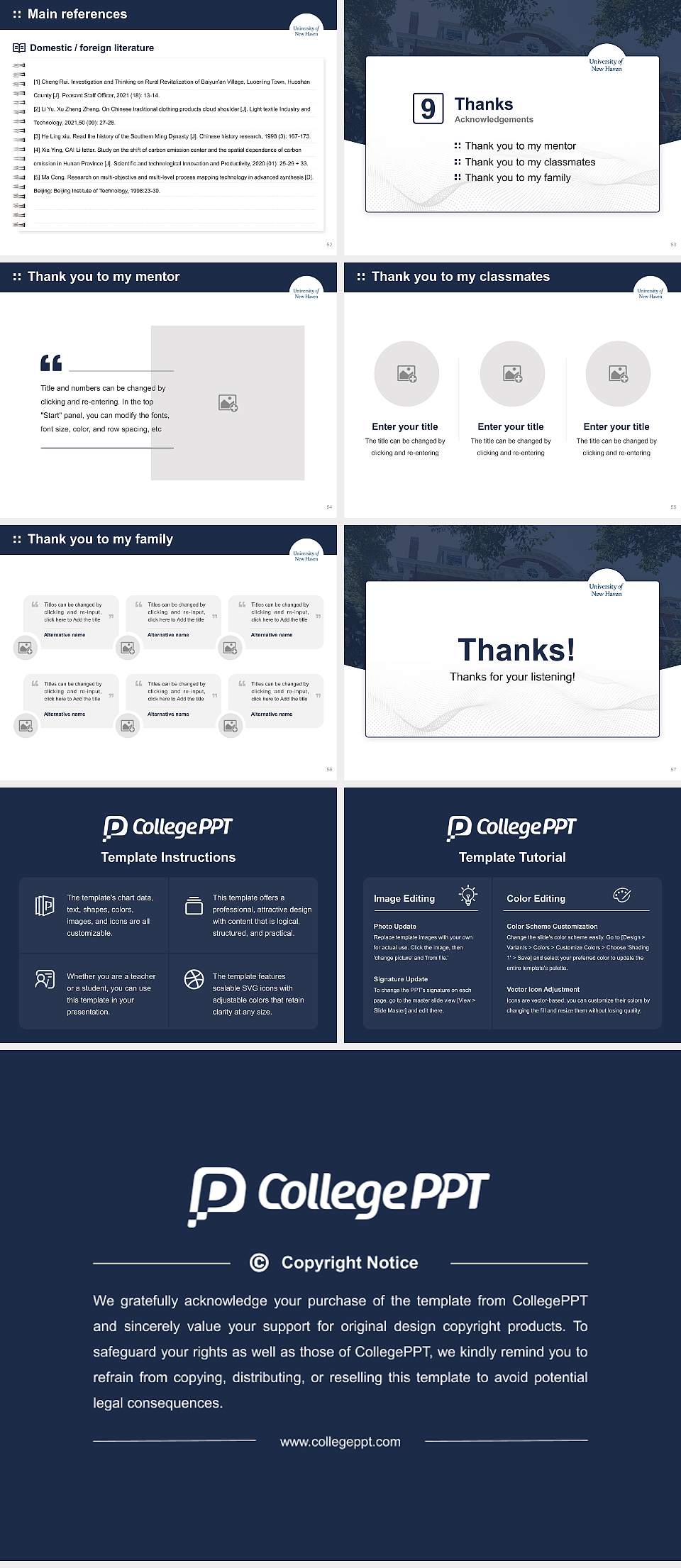 University of New Haven Graduation Thesis Defense PPT Template4:3 ratio PPT effect preview image7