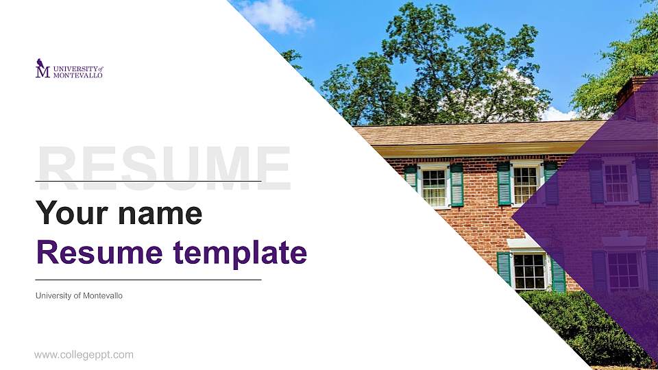 University of Montevallo Resume PPT Template16:9 ratio PPT effect preview image