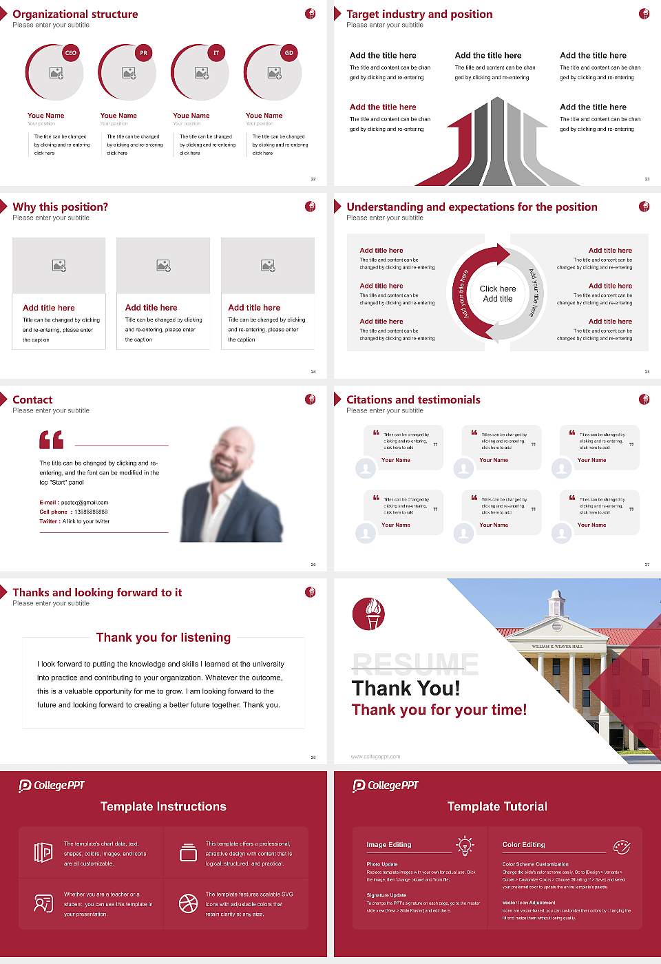 University of Mobile Resume PPT Template16:9 ratio PPT effect preview image4
