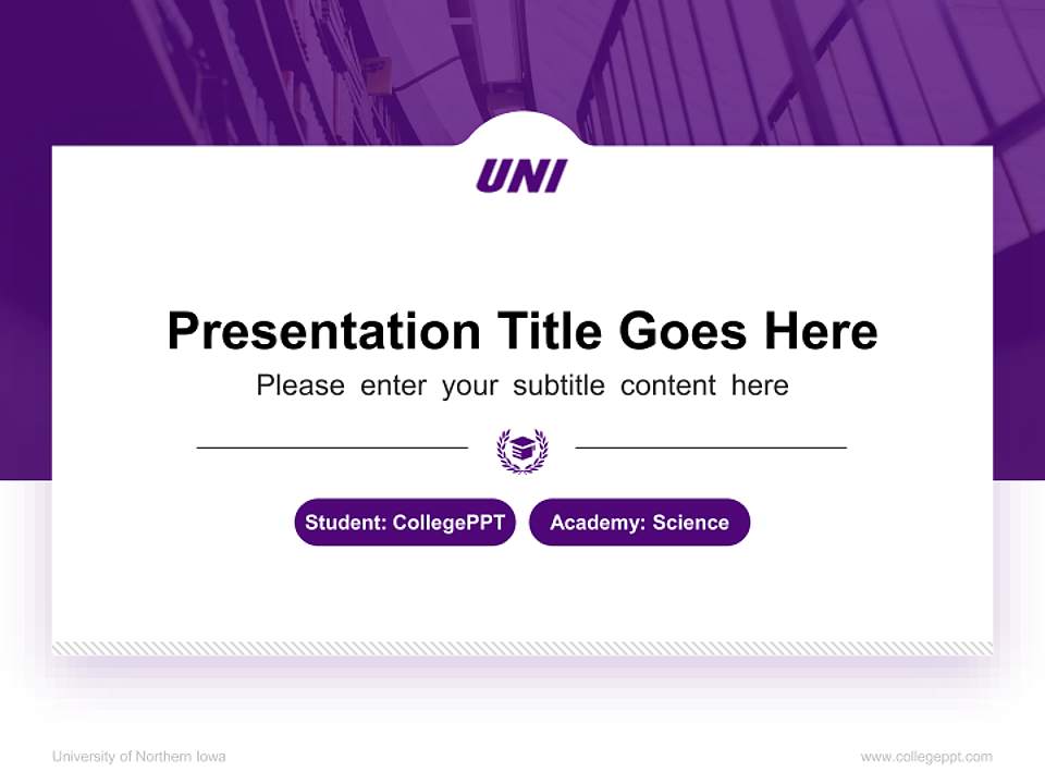 University of Northern Iowa National Scholarship Defense PPT Template4:3 ratio PPT effect preview image4