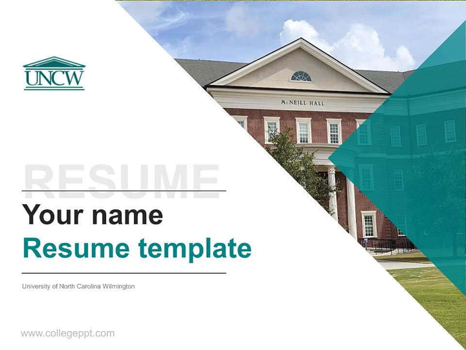 University of North Carolina Wilmington Resume PPT Template4:3 ratio PPT effect preview image5
