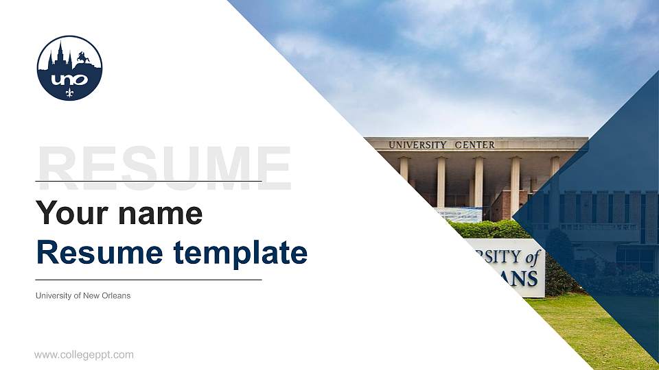 University of New Orleans Resume PPT Template16:9 ratio PPT effect preview image